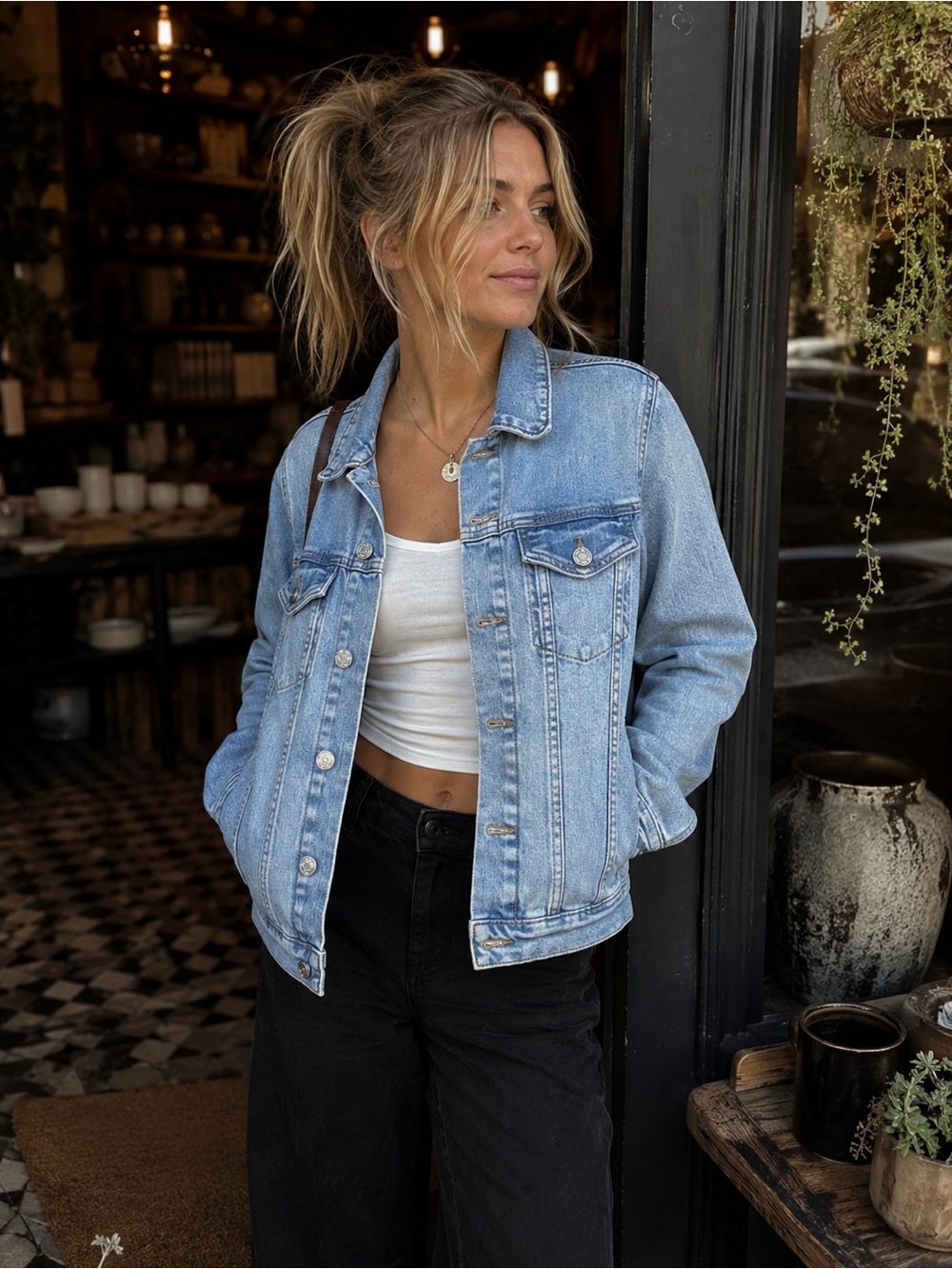&denim Light Wash Denim Jacket in Blue